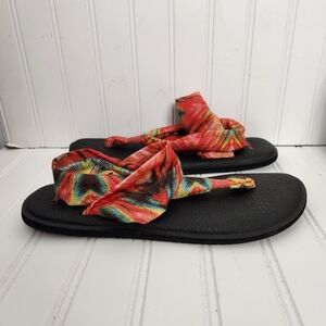 Sanuk Womens Size 10 Orange Yoga Mat Boho Summer Casual Flat Slingback Sandals
